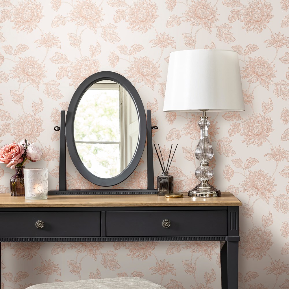 Stratton Wallpaper 122763 by Laura Ashley in Plaster Pink